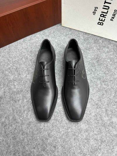 Berluti Black calfskin Leather Shoes-Berluti Man Business Leather Shoes